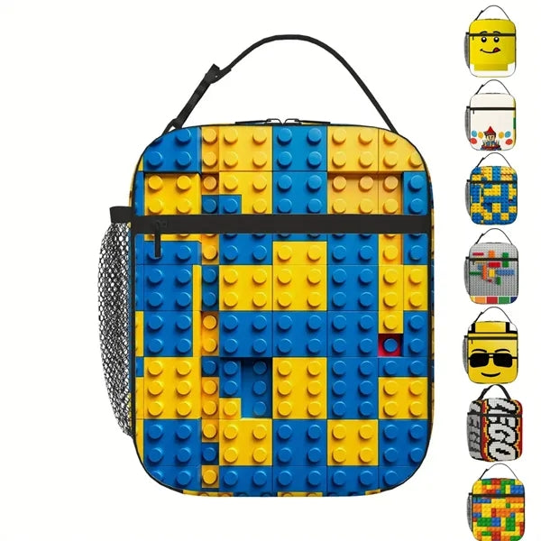 Building Block Insulated Lunch Bag for Kids School Daily Use
