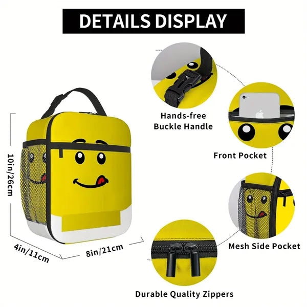 Building Block Insulated Lunch Bag for Kids School Daily Use