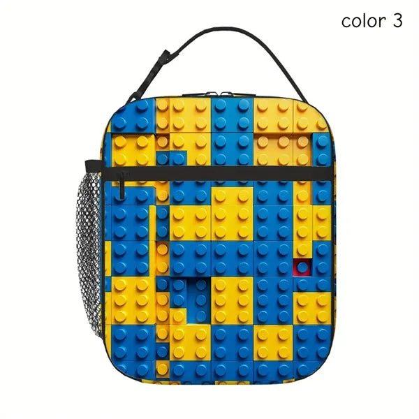 Building Block Insulated Lunch Bag for Kids School Daily Use