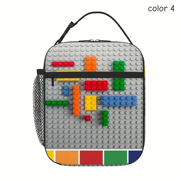Building Block Insulated Lunch Bag for Kids School Daily Use