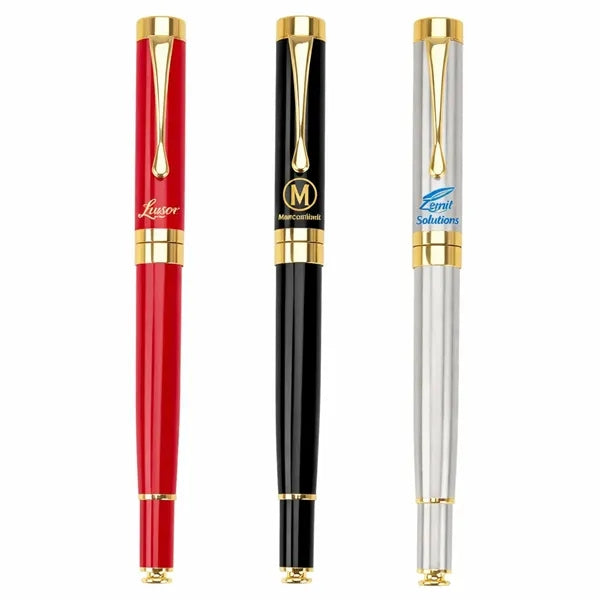 Luxury Metal Rollerball Pen with Gold Trim