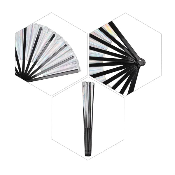 13" Holographic Iridescent Folding Hand Fans