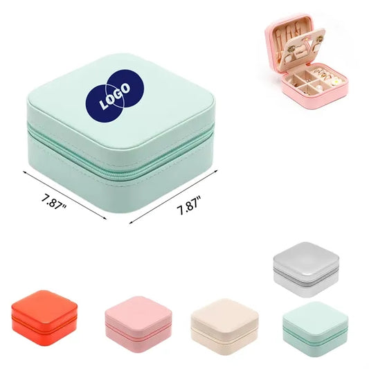 Portable Jewelry Box with Zipper and Mirror