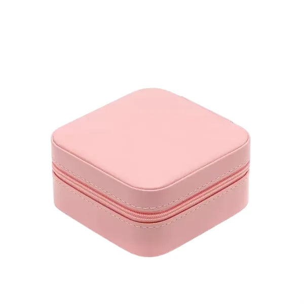 Portable Jewelry Box with Zipper and Mirror