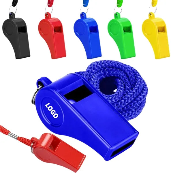 Plastic Sports Whistles With Lanyard