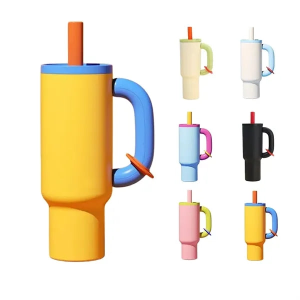 40oz Insulated Stainless Steel Tumbler with Handle and Straw