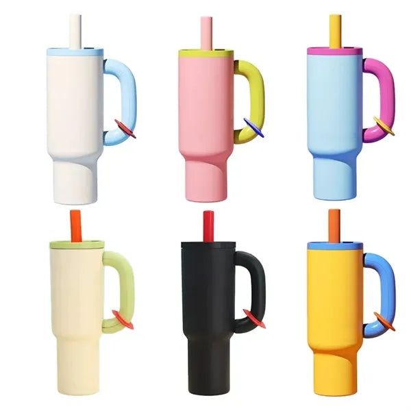 40oz Insulated Stainless Steel Tumbler with Handle and Straw