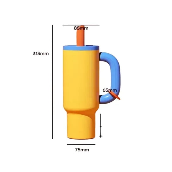 40oz Insulated Stainless Steel Tumbler with Handle and Straw