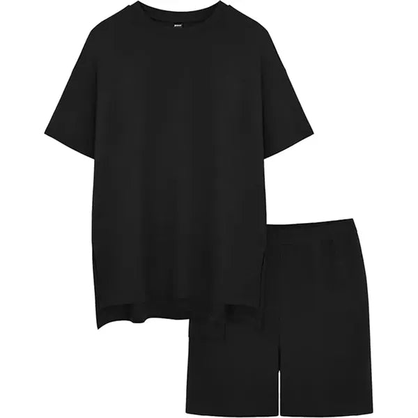 2 Piece Lounge Set Casual Oversized Shirts Biker Shorts