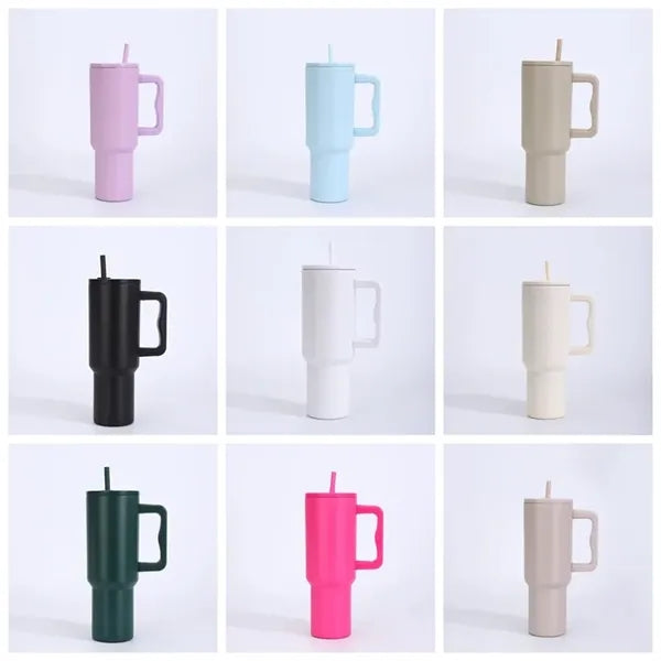 Tumbler with Handle and Straw Lid Modern Water Bottle