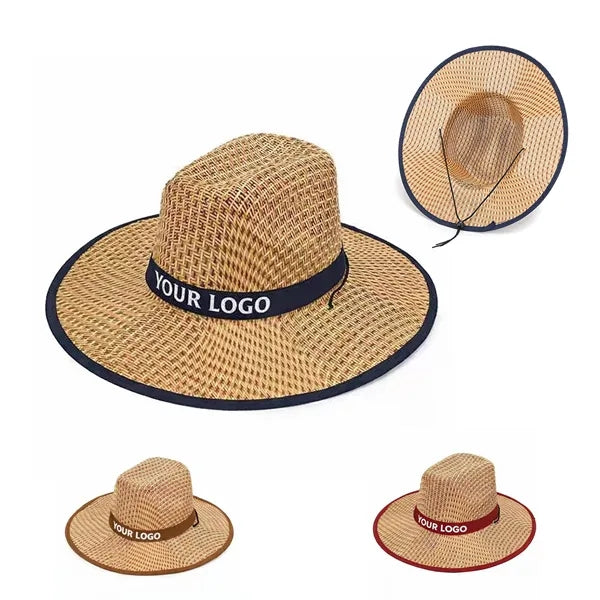 Flat Brim Woven Straw Cowboy Hat