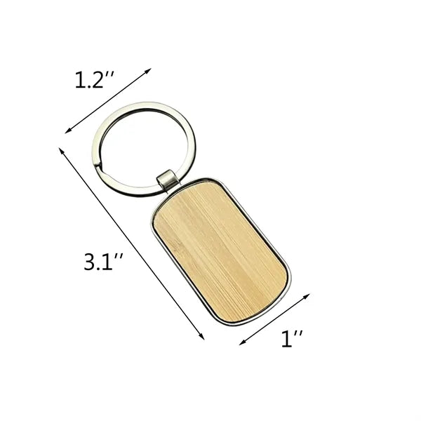 Rounded Rectangle Bamboo Keytag