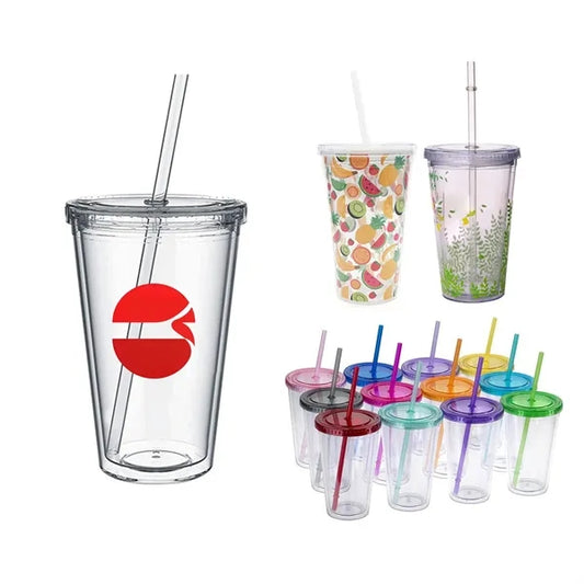 Double-Layer Transparent Plastic Cold Drink Cup