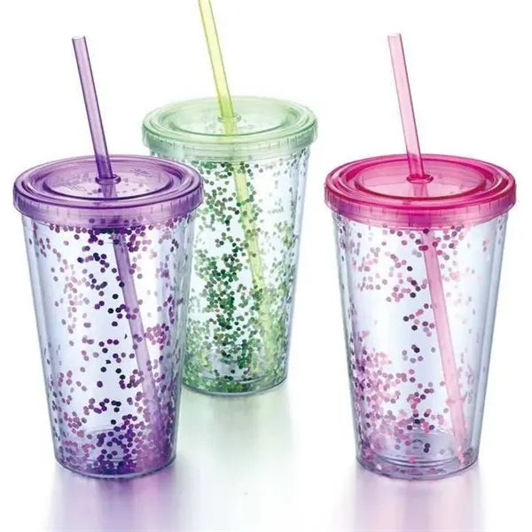 Double-Layer Transparent Plastic Cold Drink Cup