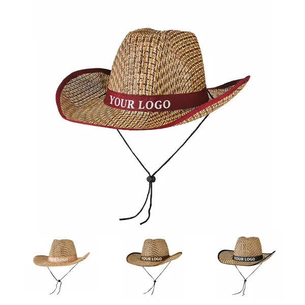 Curved Brim Woven Straw Cowboy Hat