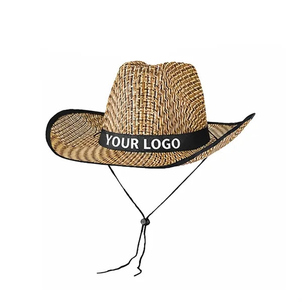 Curved Brim Woven Straw Cowboy Hat