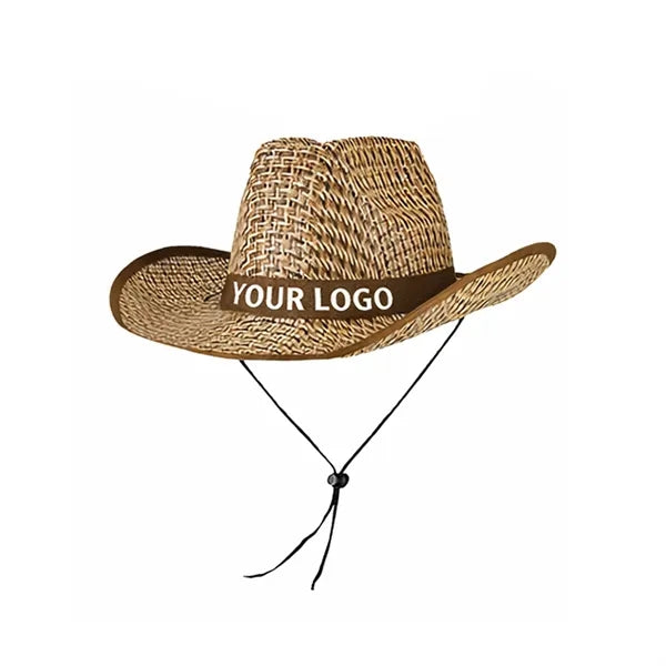 Curved Brim Woven Straw Cowboy Hat
