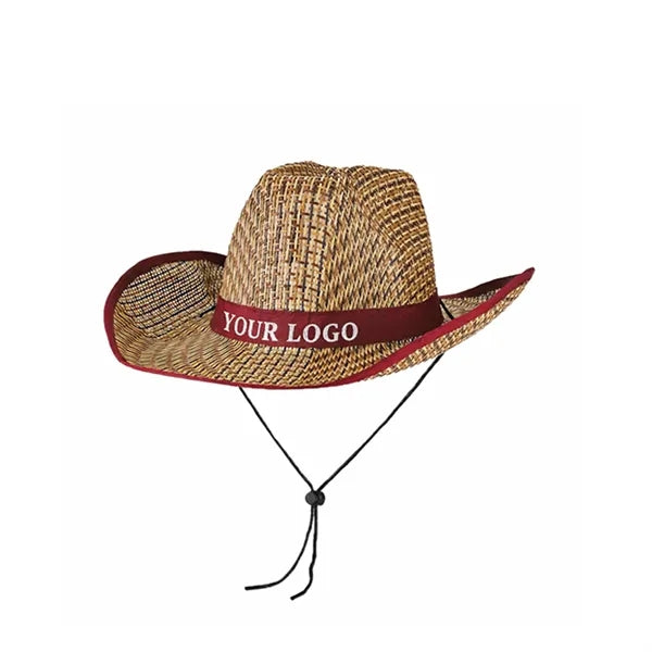 Curved Brim Woven Straw Cowboy Hat