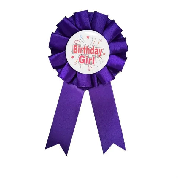 Rosette Ribbon Badge with Tinplate Birthday Logo