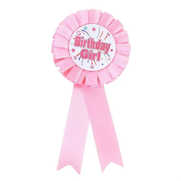 Rosette Ribbon Badge with Tinplate Birthday Logo