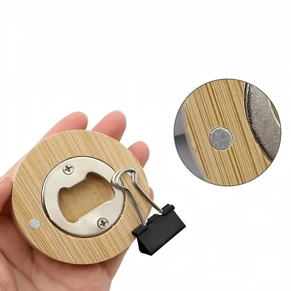 Bamboo Bottle Opener Magnet