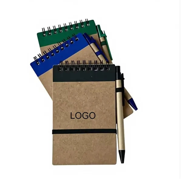 Spiral Notebook with Pen and Elastic Closure
