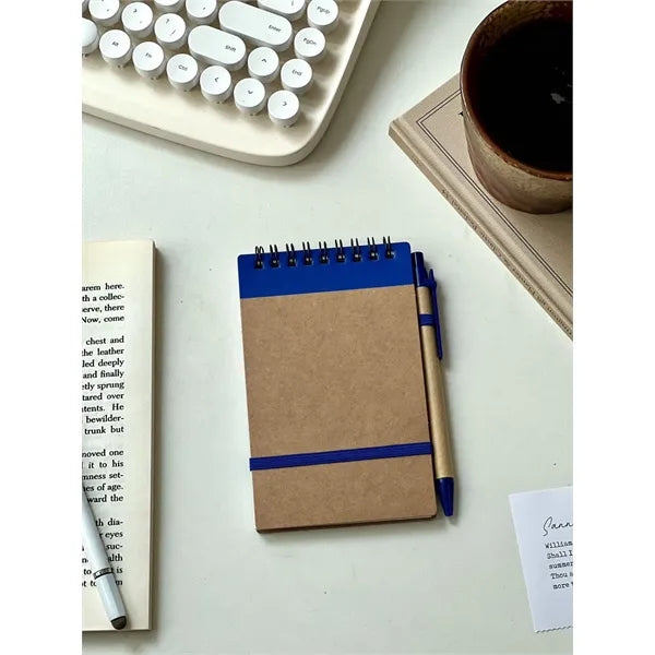 Spiral Notebook with Pen and Elastic Closure