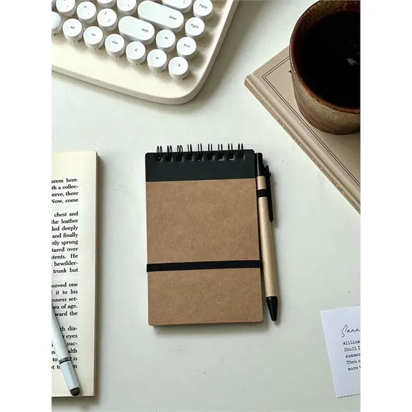 Spiral Notebook with Pen and Elastic Closure