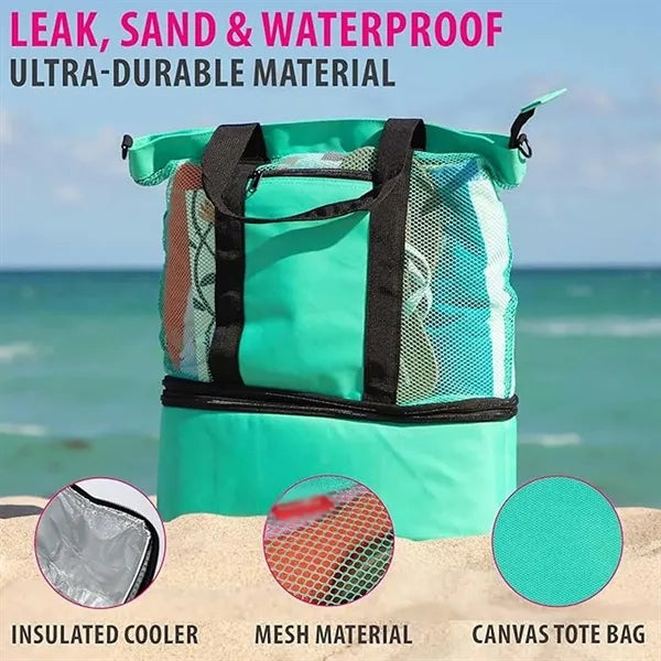 Waterproof Sandproof Tote With Cooler Compartment For Beach
