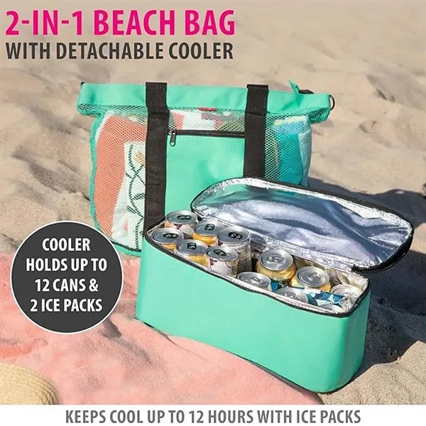Waterproof Sandproof Tote With Cooler Compartment For Beach