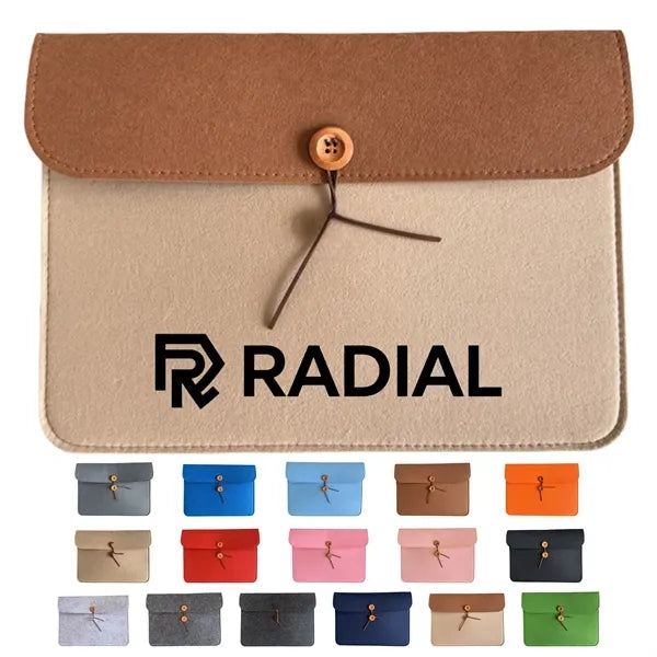 Felt Laptop Sleeve Button Closure Custom Logo