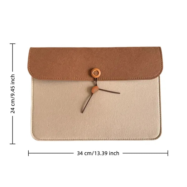 Felt Laptop Sleeve Button Closure Custom Logo