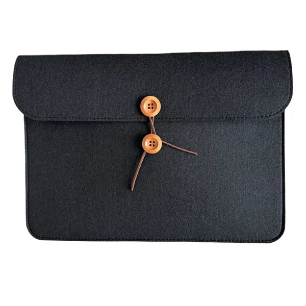 Felt Laptop Sleeve Button Closure Custom Logo