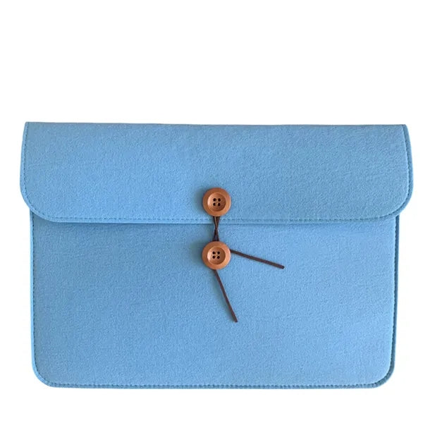 Felt Laptop Sleeve Button Closure Custom Logo