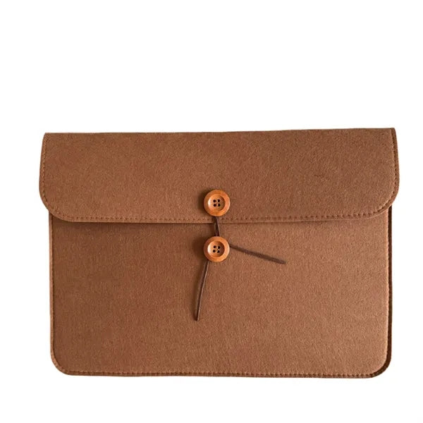 Felt Laptop Sleeve Button Closure Custom Logo