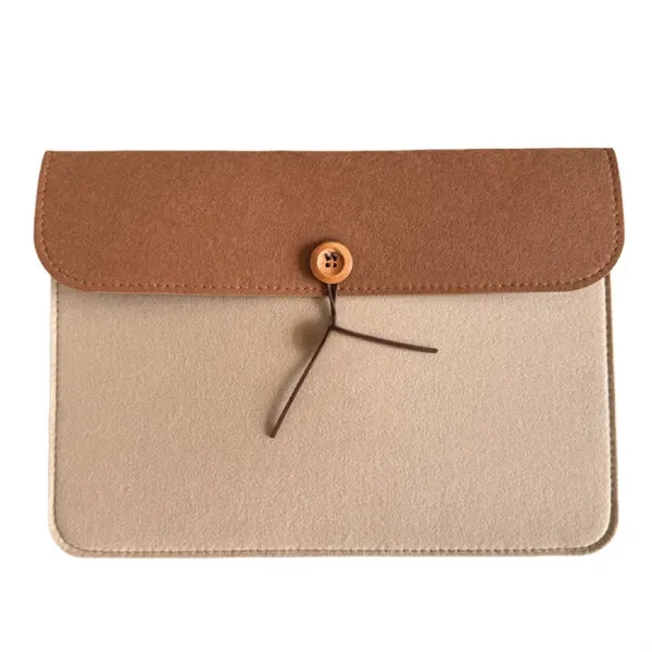 Felt Laptop Sleeve Button Closure Custom Logo
