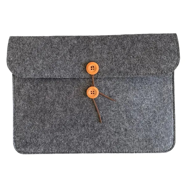 Felt Laptop Sleeve Button Closure Custom Logo