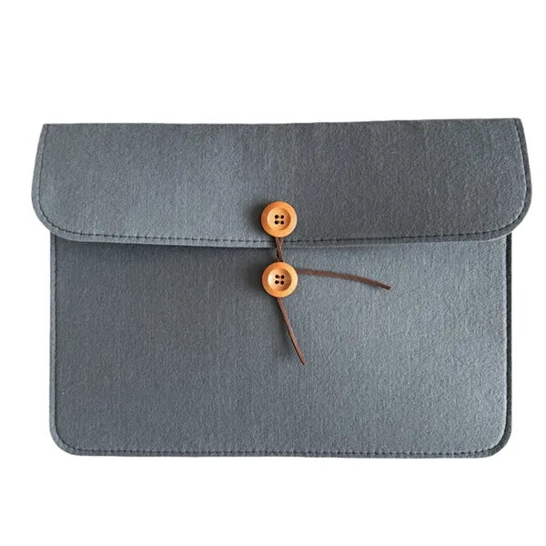 Felt Laptop Sleeve Button Closure Custom Logo