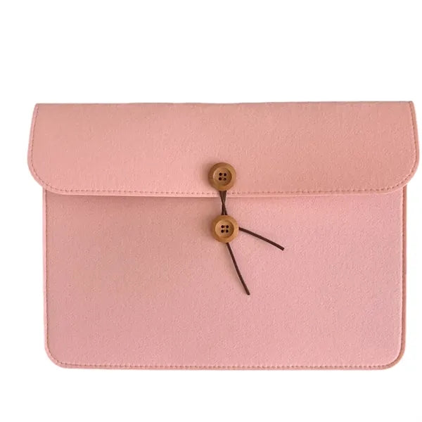 Felt Laptop Sleeve Button Closure Custom Logo