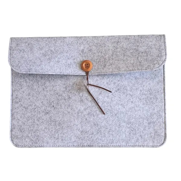 Felt Laptop Sleeve Button Closure Custom Logo