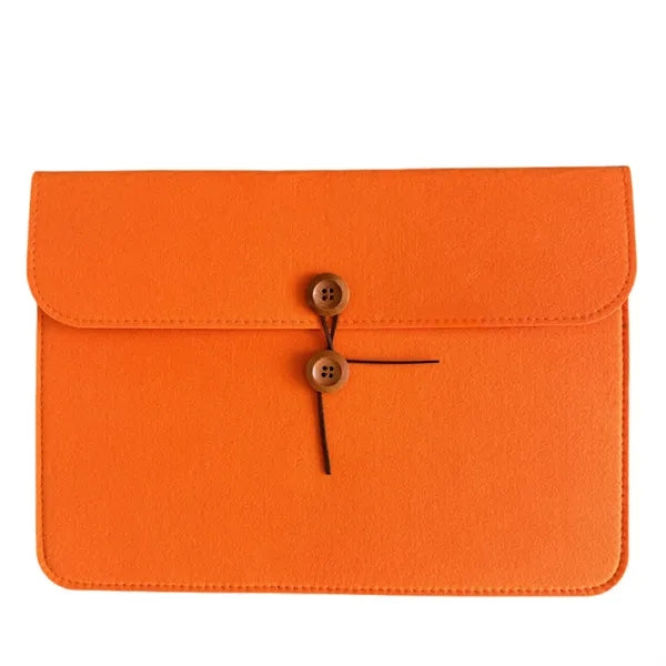 Felt Laptop Sleeve Button Closure Custom Logo