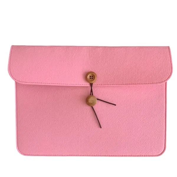 Felt Laptop Sleeve Button Closure Custom Logo