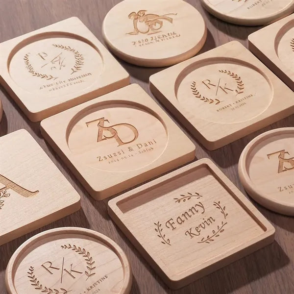 Natural Beech Wood Round Coaster
