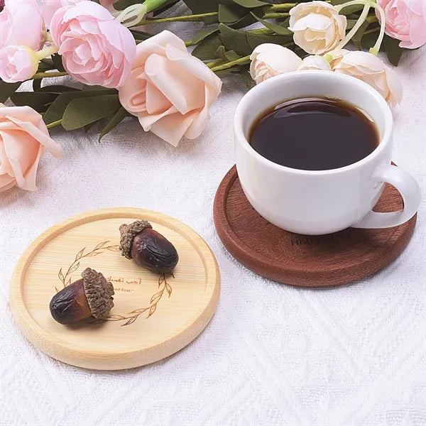 Natural Beech Wood Round Coaster