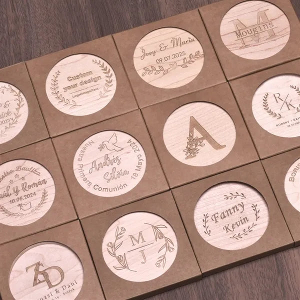 Natural Beech Wood Round Coaster
