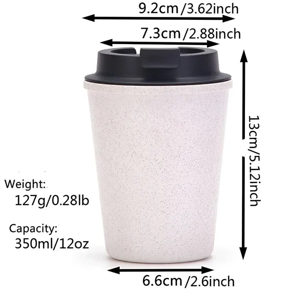 12oz Portable Mini Wheat Straw Coffee Cup