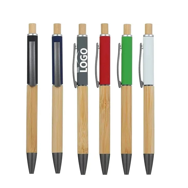Multi-Color Bamboo Eco-Friendly Clip-Action Ballpoint Pen