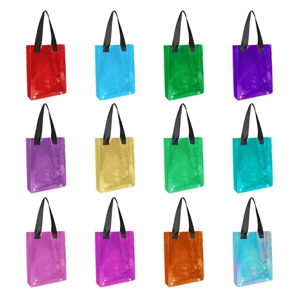 Iridescent PVC Holographic Shopping Tote Bag 11.8"x4"x15.7"