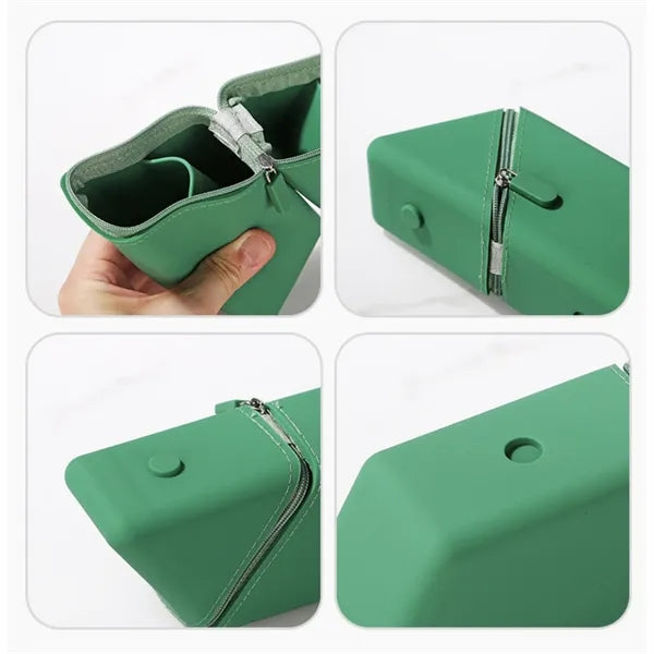 Large Capacity Soft Silicone Upright Telescopic Pencil Case