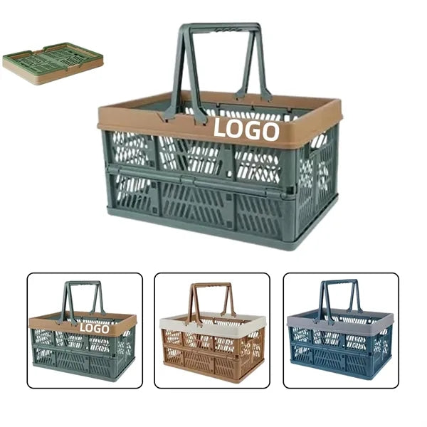 Portable Collapsible Plastic Storage Crate with Handle